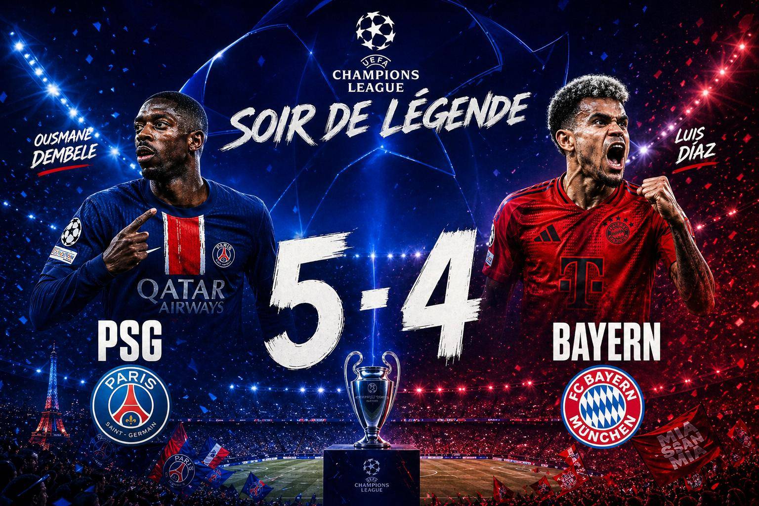 Un festival offensif au Parc des Princes : le PSG prend le dessus sur le Bayern Munich