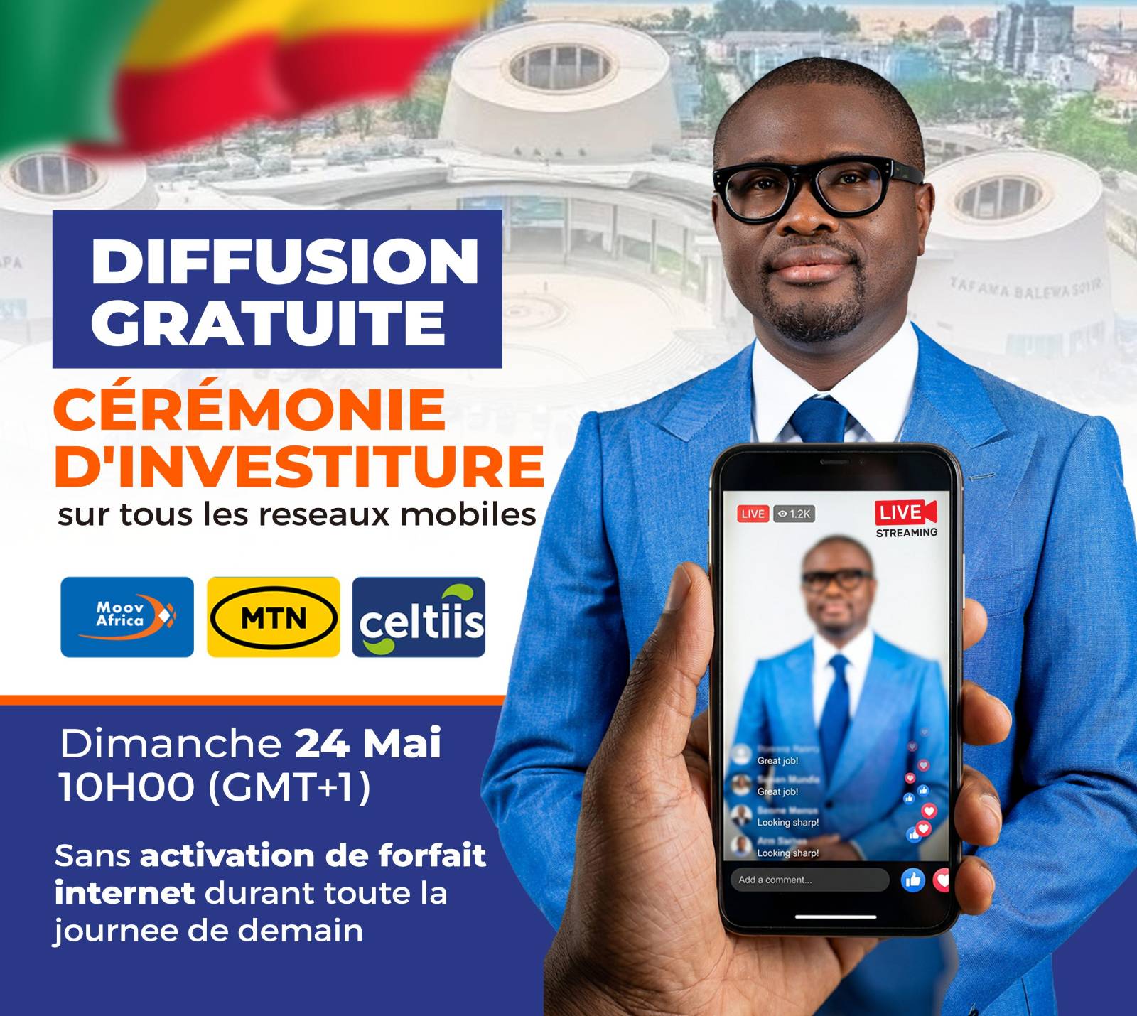 Investiture présidentielle au Bénin : un événement historique retransmis en direct sur mobile