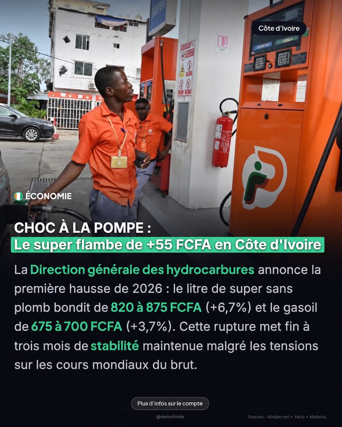 Le coût du carburant en Côte d&rsquo;Ivoire dépasse désormais celui du Bénin