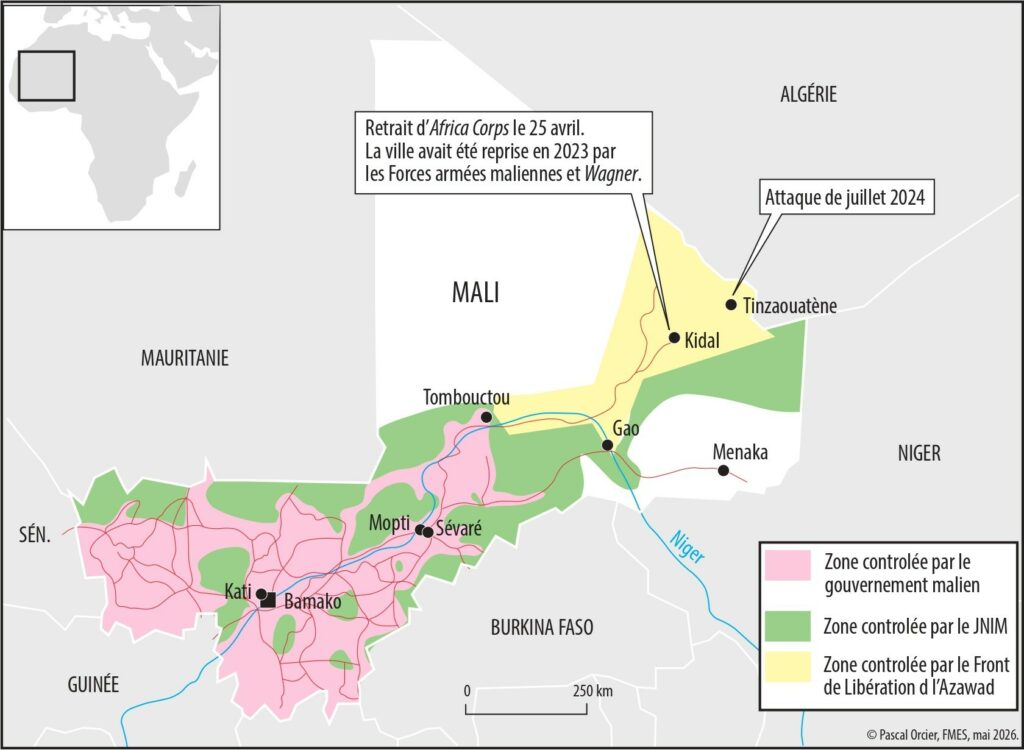 Carte illustrant la crise sécuritaire au Mali