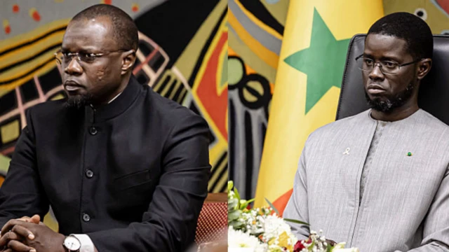Montage photographique montrant Ousmane Sonko et Bassirou Diomaye Faye côte à côte
