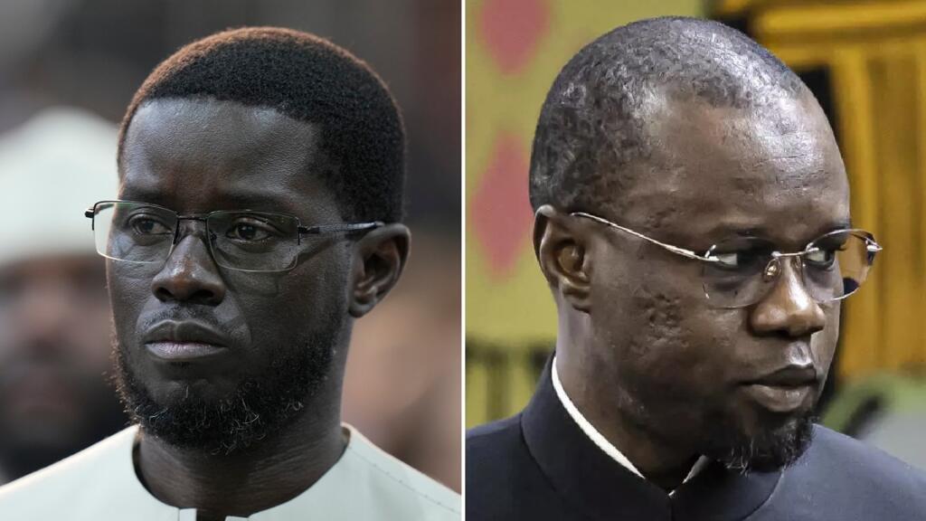 Le président Bassirou Diomaye Faye (à gauche) et l'ex-Premier ministre Ousmane Sonko (à droite) lors d'une rencontre officielle au Sénégal.
