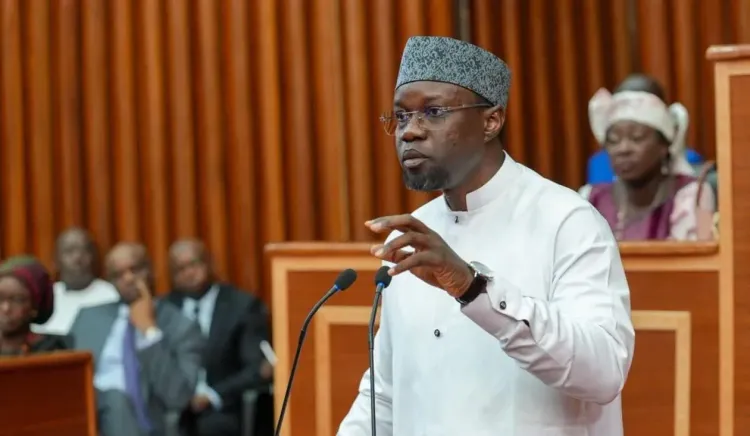 Ousmane Sonko lors de son élection à la présidence de l'Assemblée nationale du Sénégal