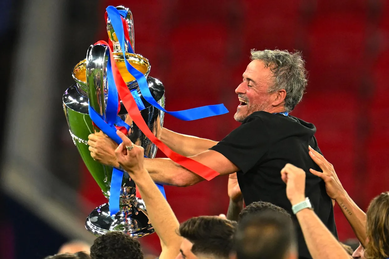 Célébration des joueurs du PSG après la victoire en Ligue des champions