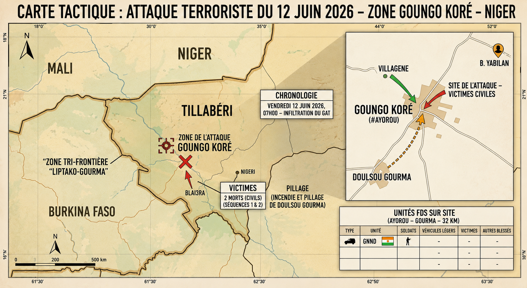 Attaque meurtrière à Ayorou au Niger : deux civils tués et un otage emmené