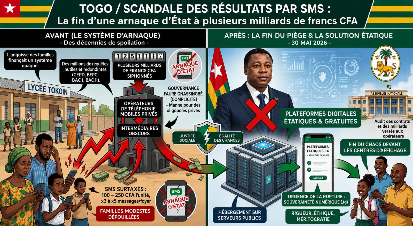 Togo : la fin d&rsquo;une escroquerie d&rsquo;état sur les résultats scolaires par SMS