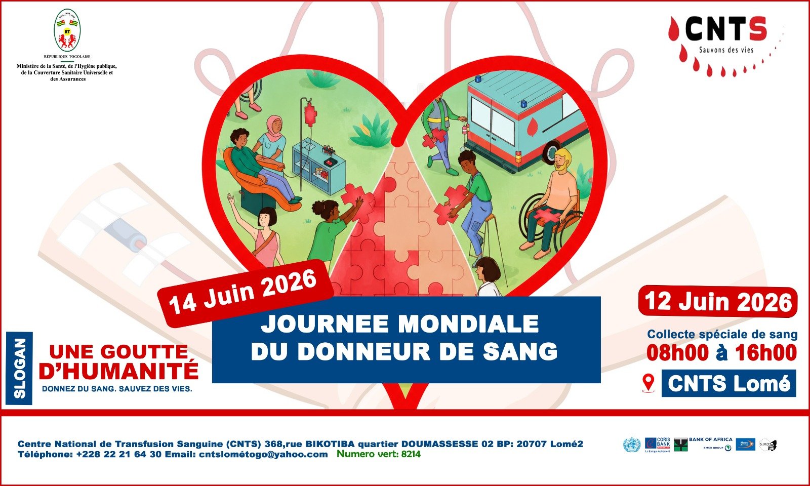 Journée mondiale du donneur de sang : le CNTS de Lomé appelle à la mobilisation le 12 juin 2026