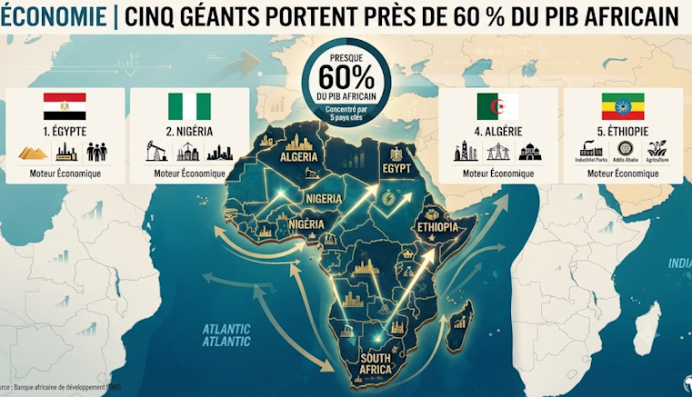 Cinq pays africains dominent près des deux tiers du pib continental