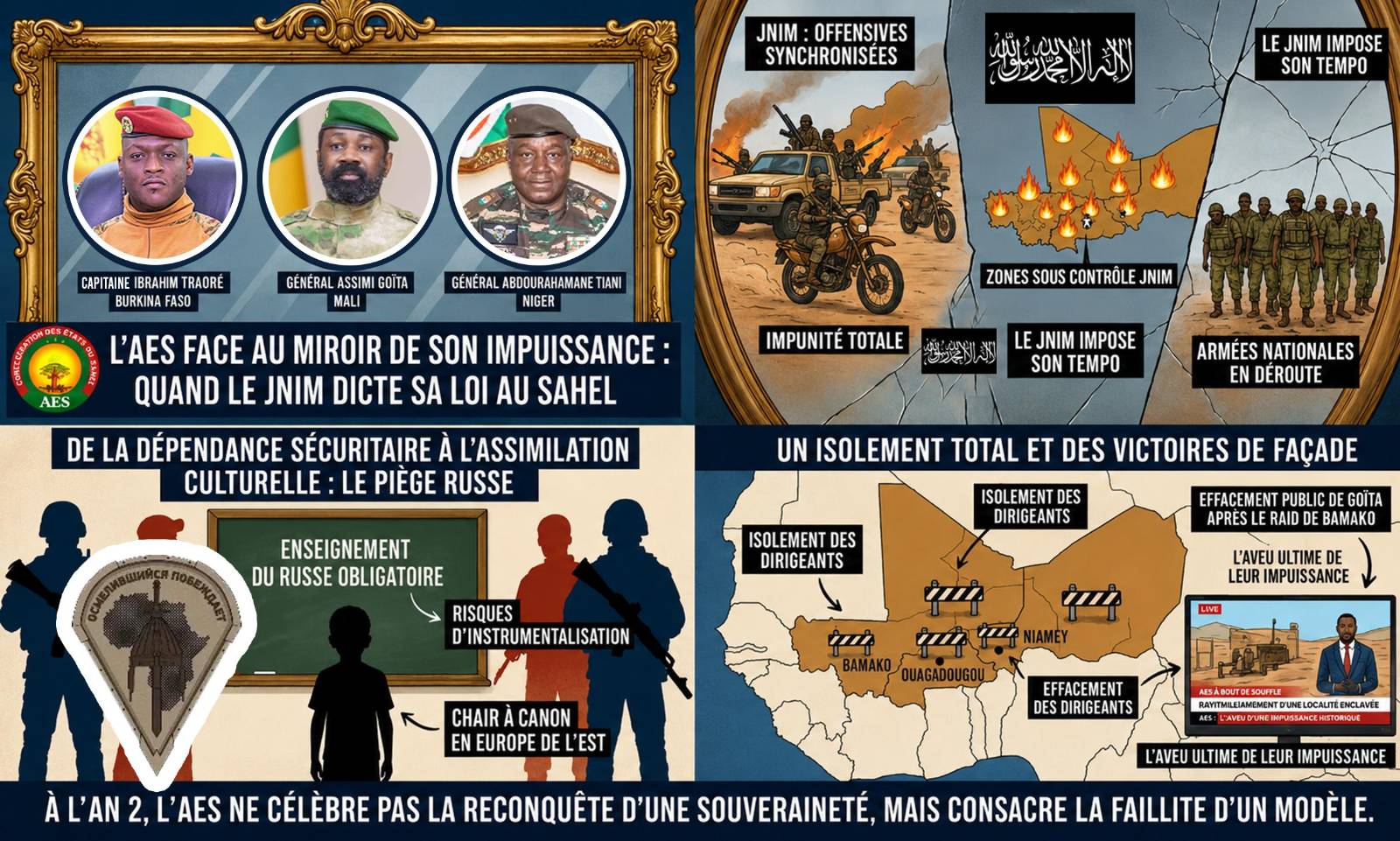 L&rsquo;alliance du Sahel en crise : le jnim impose son jeu à Bamako, Ouagadougou et Niamey