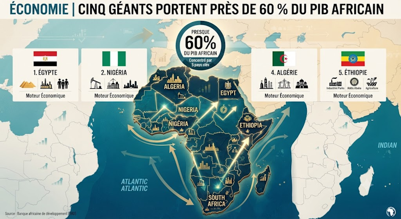 Les cinq puissances économiques africaines qui dominent 60 % du pib continental