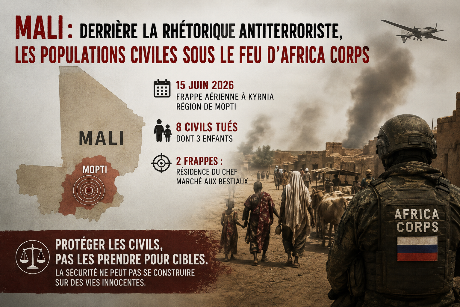 Mali : l&rsquo;impact des frappes d&rsquo;Africa Corps sur les populations civiles de Mopti