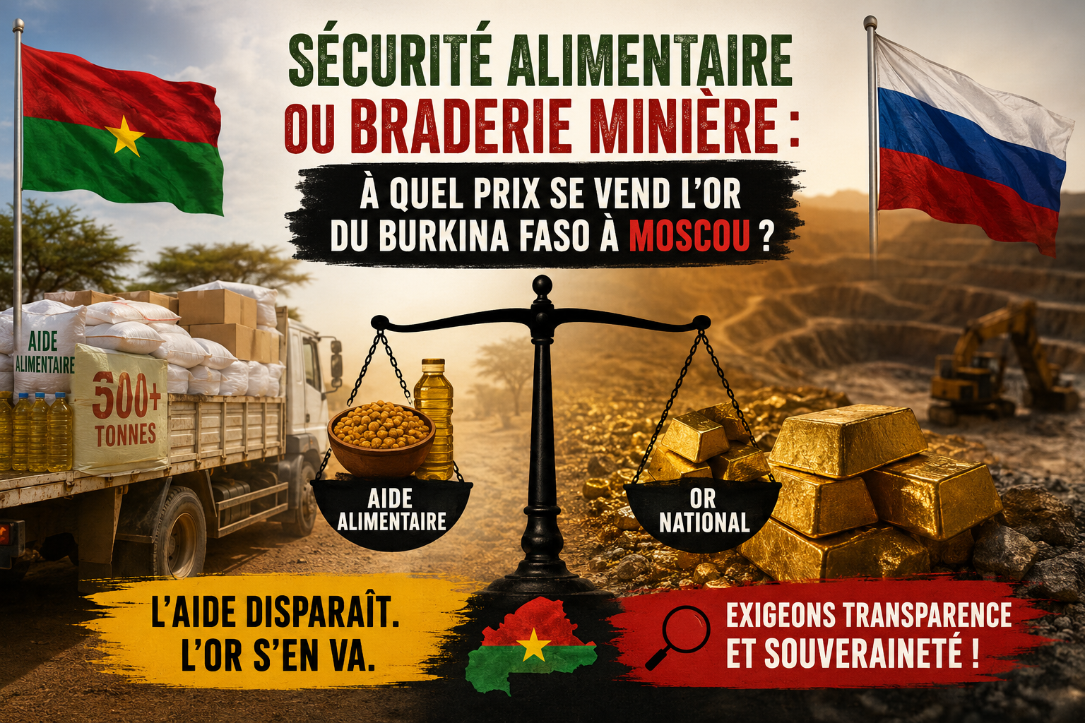 Or du Burkina Faso à Moscou : partenariat équilibré ou piège géopolitique ?