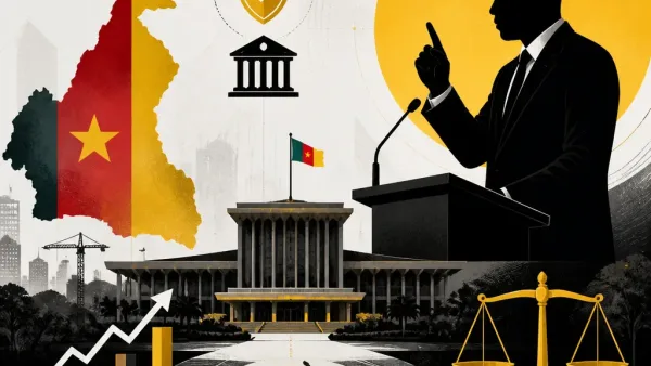 Illustration éditoriale pour Paul Biya vivant et pouvoir stable : le gouvernement camerounais lève les doutes