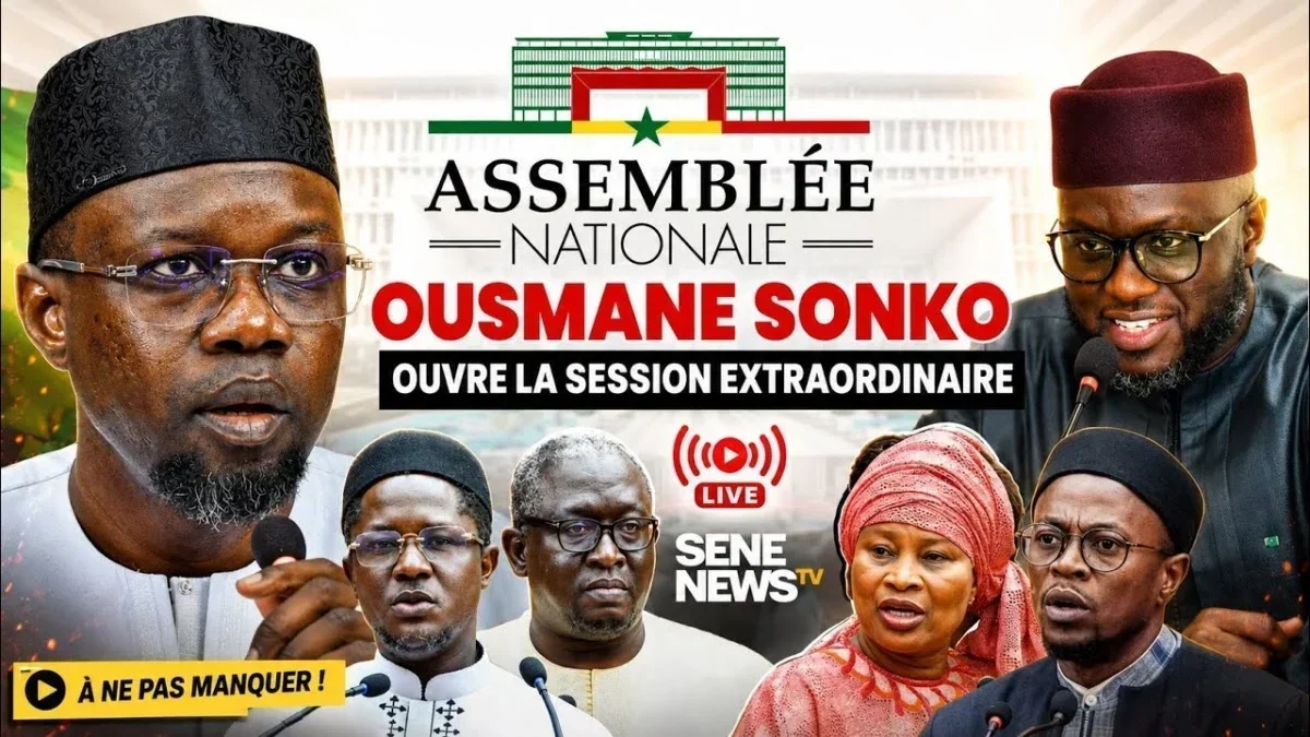 Séance à l'Assemblée nationale du Sénégal avec Ousmane Sonko lors de la session extraordinaire